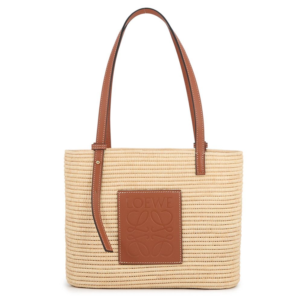 ロエベ トートバッグ アナグラム スクエア バスケットバッグ ラフィア/レザー ACBK099X04 LOEWE バッグ かごバッグ