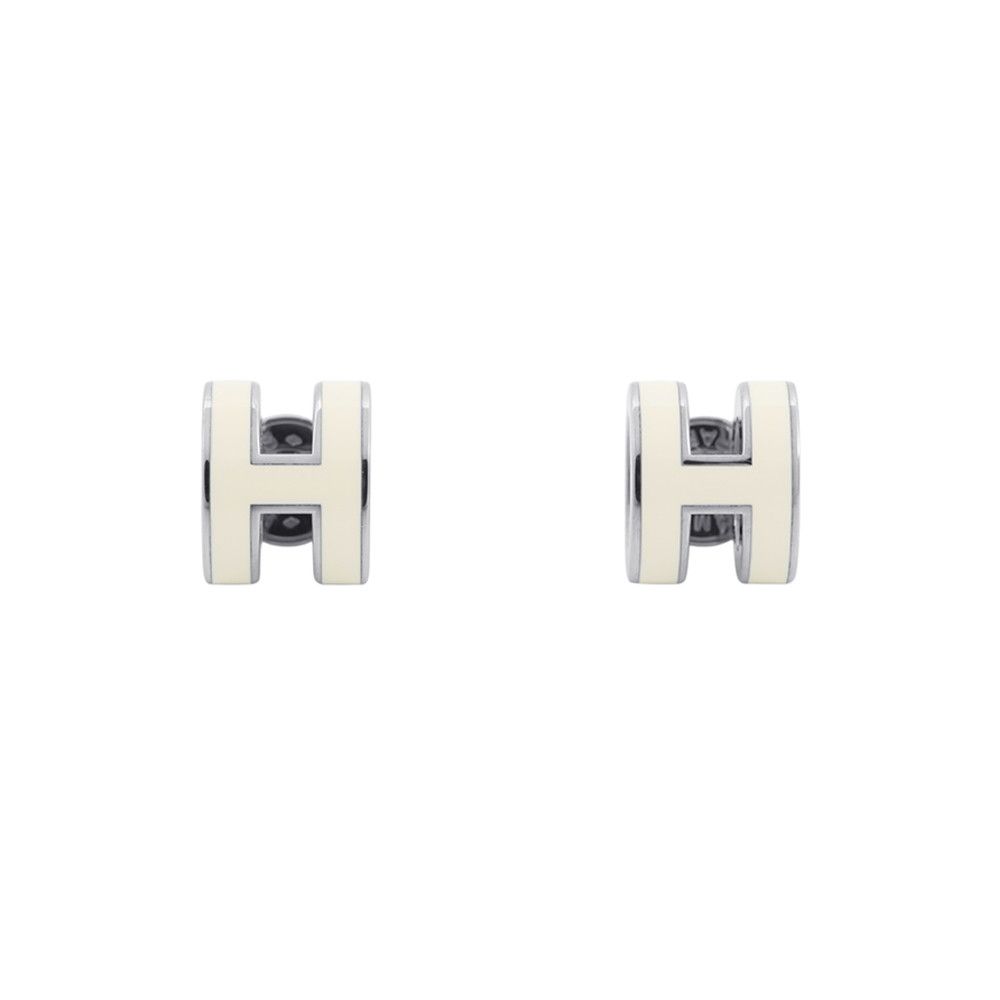 エルメス ピアス ミニ・ポップアッシュ ホワイト/シルバー金具 Hモチーフ HERMES Pop H ポップH
