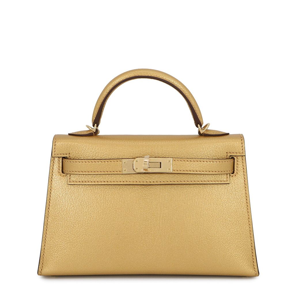 エルメス ハンドバッグ ミニケリー 外縫い ドレ/シャンパンゴールド金具 シェブルシャムキラ K刻印 HERMES Kelly 2wayバッグ
