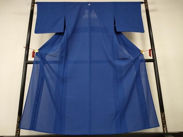 平和屋着物＊夏物　色無地　絽　青藍色　正絹　逸品　AABI0611jd
