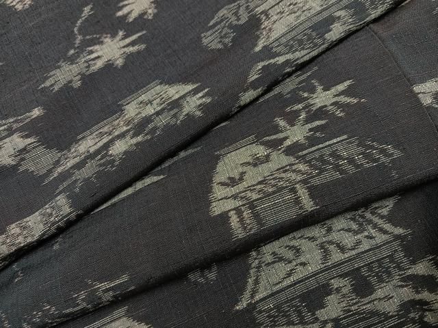 平和屋着物●上質な紬　風景草木文　正絹　逸品　AABI0518ph