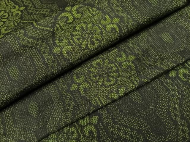 平和屋着物●本場大島紬　割込み絣　花尽くし　正絹　逸品　未使用　AABI0523ph