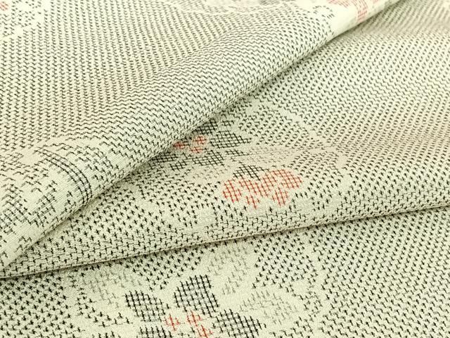 平和屋着物▽本塩沢 単衣 雪輪花文 正絹 逸品 AABH9890jh