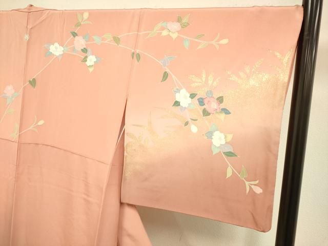 平和屋着物○訪問着 枝花文 暈し染め 金彩 三越扱い 正絹 逸品