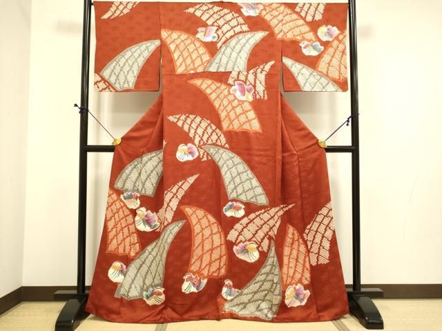 平和屋着物●訪問着 絞り 鴛鴦文 正絹 逸品 DABE9644du