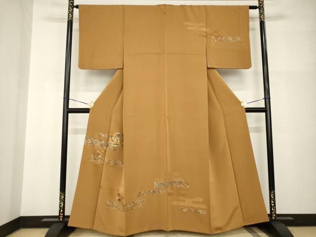 平和屋着物●訪問着　竹屋町刺繍　向かい鳥花丸文　金彩　正絹　逸品　AABI2422ck