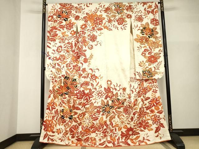 平和屋着物●豪華振袖　駒刺繍　花唐草文　金彩　正絹　逸品　AABI2432ck 33,800円