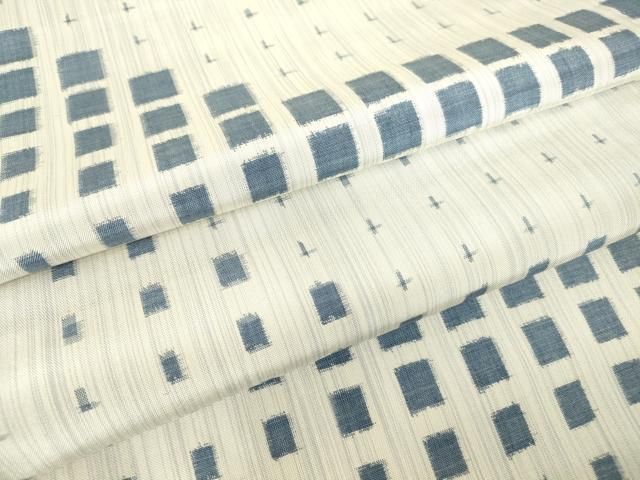 平和屋着物▽上質な紬　単衣　変わり格子　正絹　逸品　DABE4460az