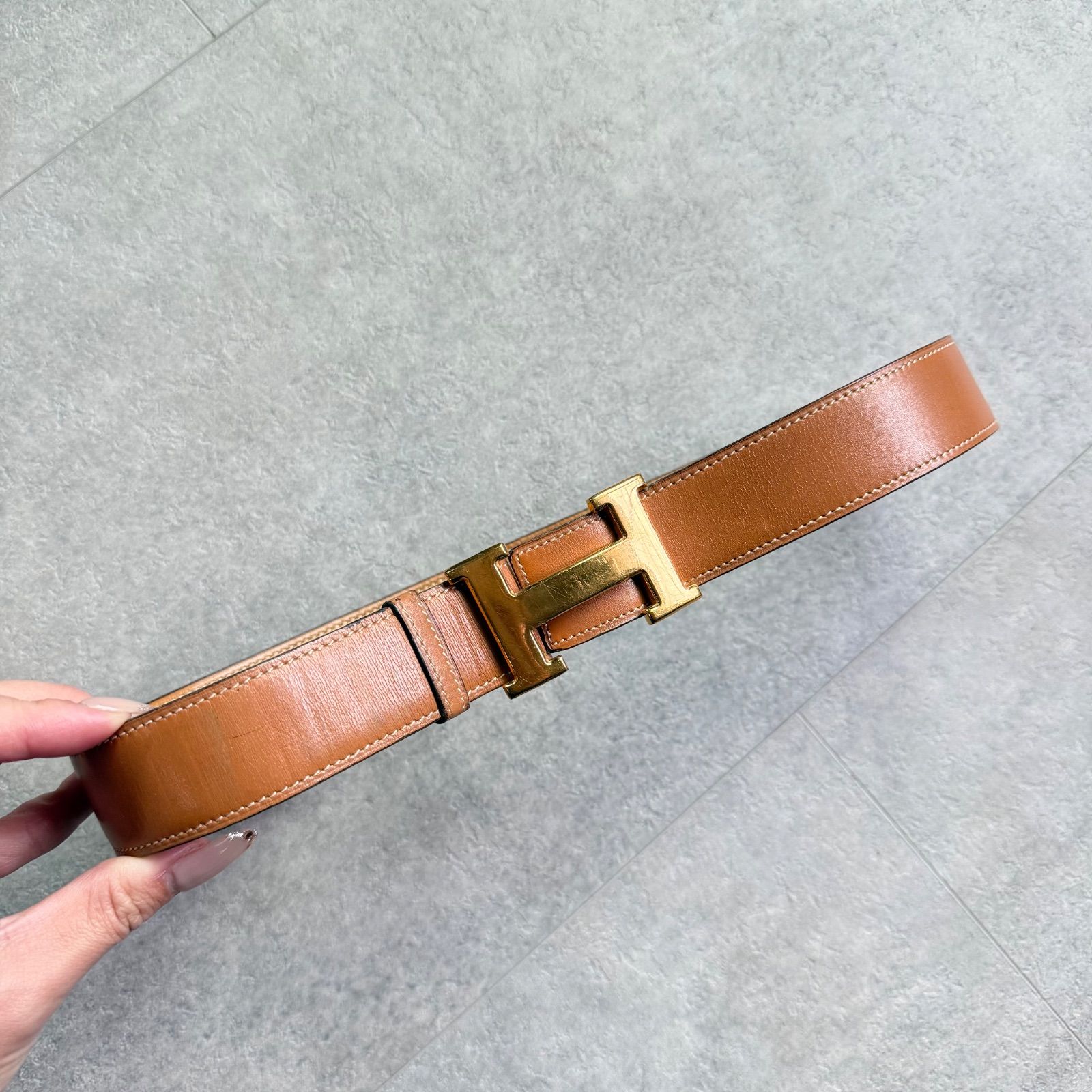 HERMES エルメス コンスタンス Hベルト キャメル ゴールド金具