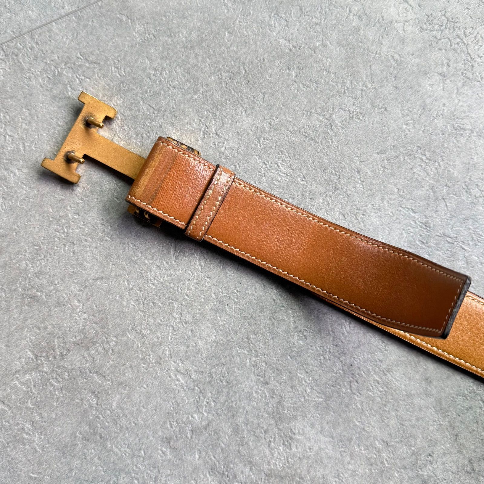 HERMES エルメス コンスタンス Hベルト キャメル ゴールド金具