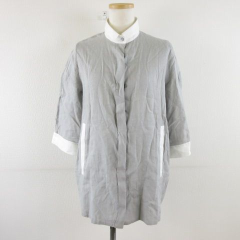 MARGON リネン シャツ 七分袖 グレー 38 *A663