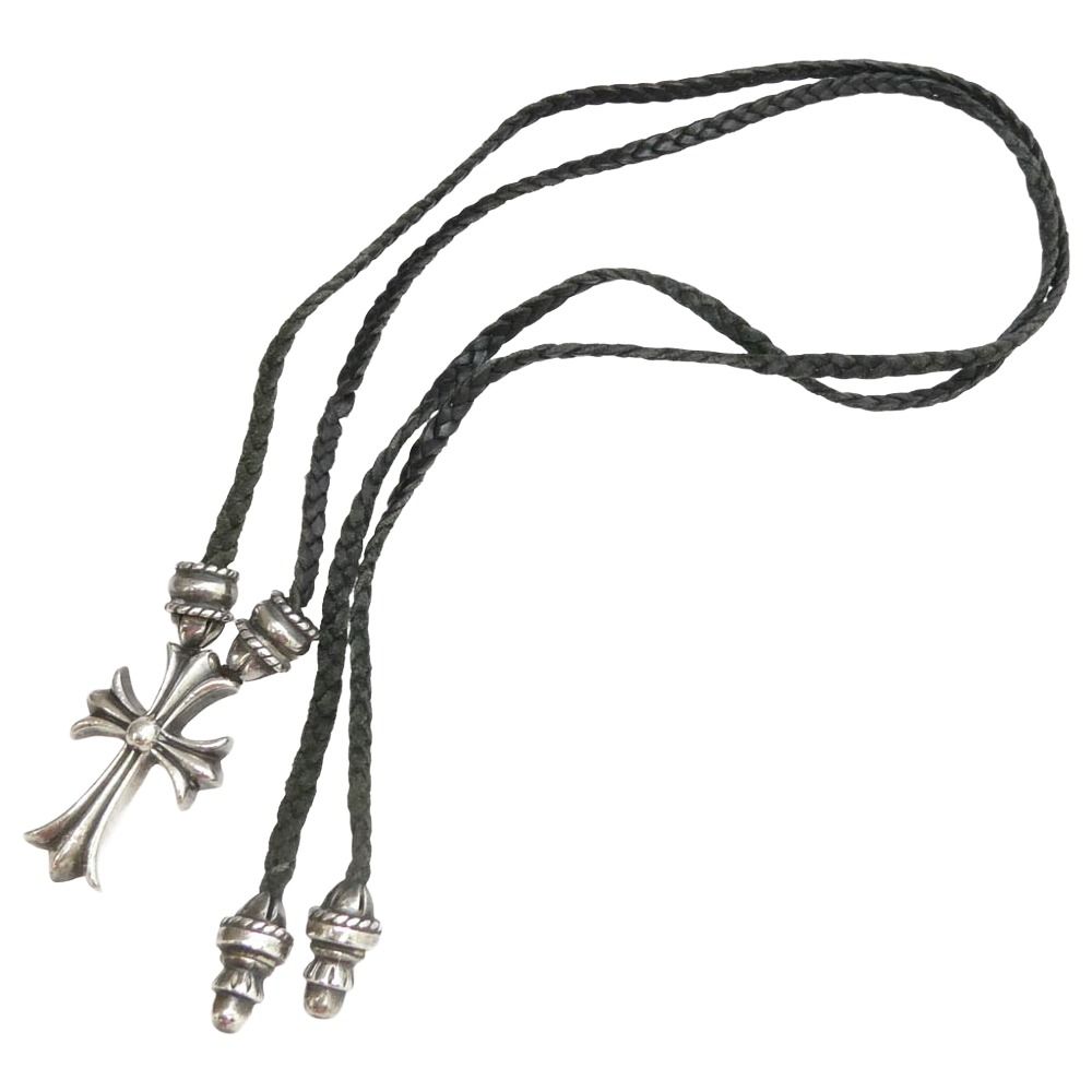 CHROME HEARTS クロムハーツ（原本無） CH CRS SML CL スモールCHクロス クリンプト ボロチップ レザーブレード ネックレス シルバー系 ブラック系【中古】