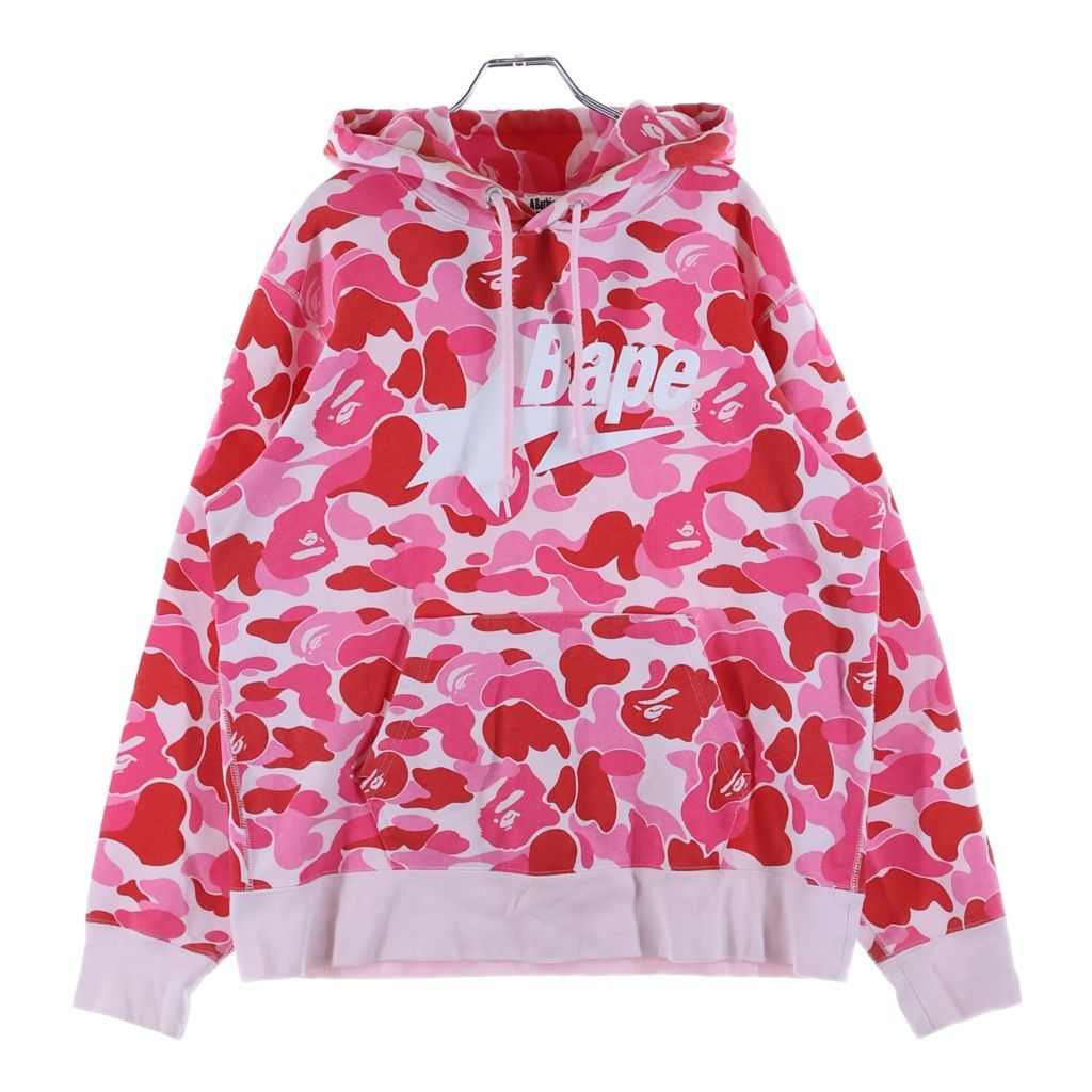 A BATHING APE (アベイシングエイプ) ABC CAMO BAPE STAR Pull over Hoodie カモ総柄 ベイプスター ロゴプリント プルオーバーパーカー フーディー ピンク