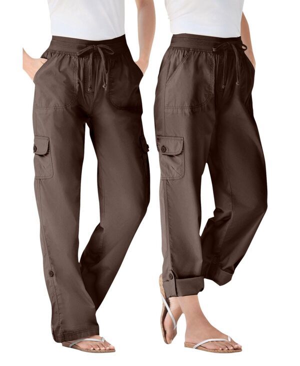 ウーマン ウィズイン レディース ボトムス カジュアルパンツ カーゴパンツ キャップ Woman Within Womens Within Convertible Length Cargo PantCapri Chocolate チョコレート