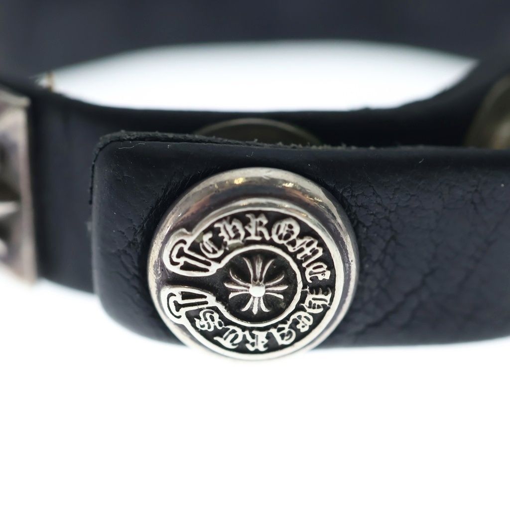 CHROME HEARTS クロムハーツ ゼロピラミッド スタッズ レザーブレス CHROME HEARTS (クロムハーツ) ZERO STUD SNGL ROW ゼロ ピラミッド