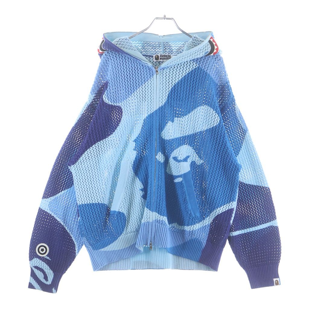 A BATHING APE (アベイシングエイプ) ABC CAMO クロシェ シャーク ワッフル フルジップフーディー ブルー 001ZPM301311M