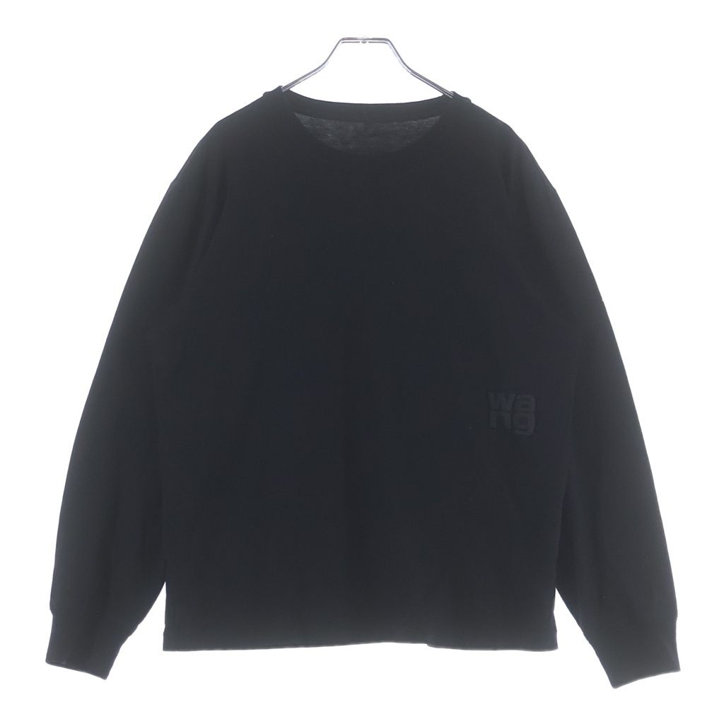 ALEXANDER WANG (アレキサンダーワン) 25AW ロゴ パフプリント クルーネック長袖Tシャツカットソー ロングスリーブ ロンT ブラック 4CC3241519