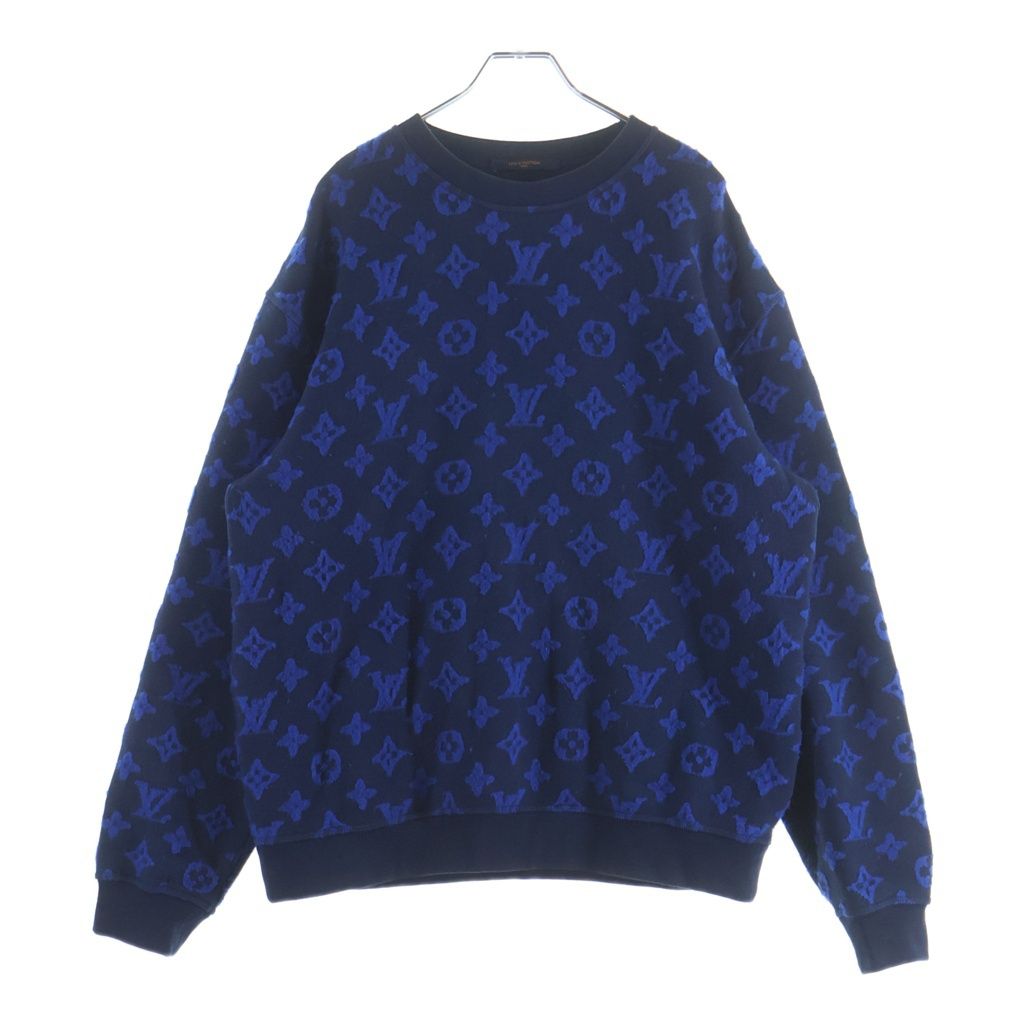 LOUIS VUITTON (ルイヴィトン) 19AW フルモノグラムジャガード ジャガード クルーネック プルオーバー スウェット トレーナー ブルー RM192M NPN HHY14W