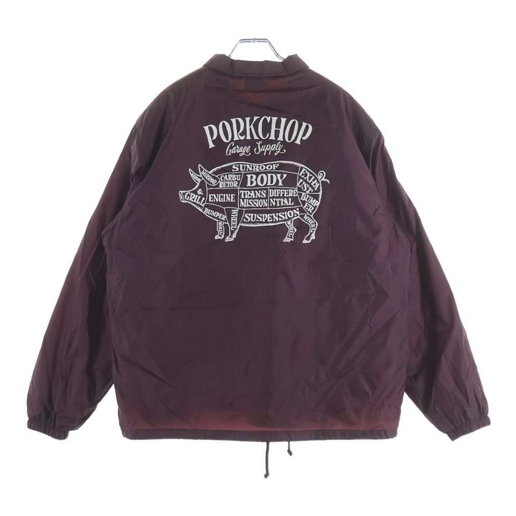 PORKCHOP (ポークチョップ) GARAGE SUPPLY ガレージ サプライ ロゴパッチ バックプリント ボアコーチ ナイロン カラー ジャケット ボルドー