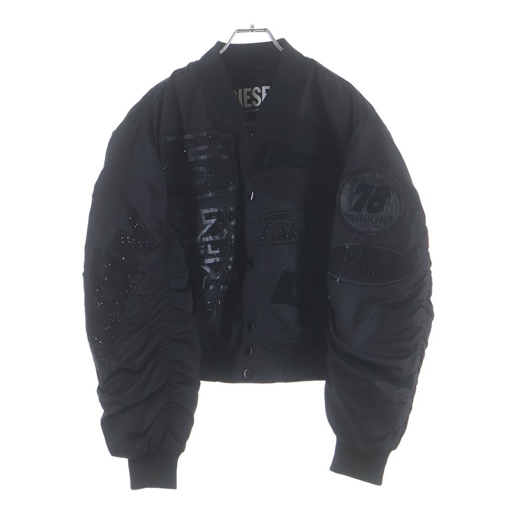 DIESEL (ディーゼル) 24AW SUPER-MANUA ワッペンボンバージャケット ジップアップブルゾン ブラック A17576