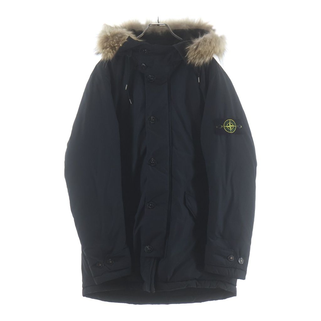 STONE ISLAND (ストーンアイランド) MICRO REPS DOWN ダブルポケット ジップアップ ファー付きフーデットダウンジャケット ブラック 611540926-A
