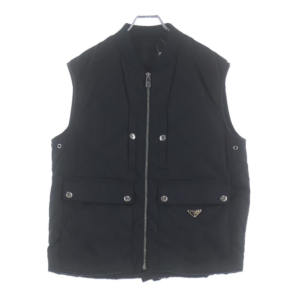 PRADA (プラダ) 19AW トライアングルロゴプレート ジップアップ ナイロン キルティングベスト ブラック SGB315