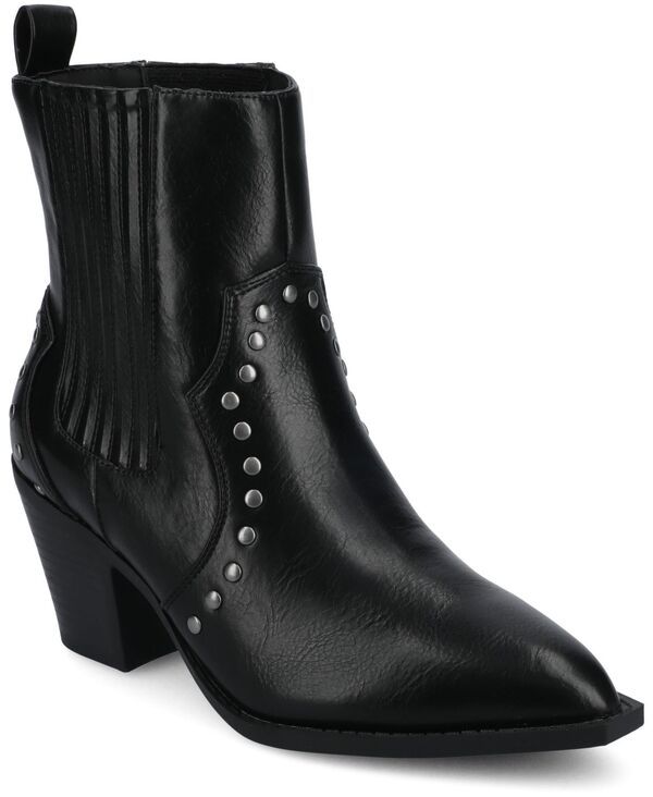 ジュルネ コレクション レディース シューズ ブーツ・レインブーツ アンクル ブーツ Journee Collection Womens Braylee Western Studded Ankle Booties Black ブラック