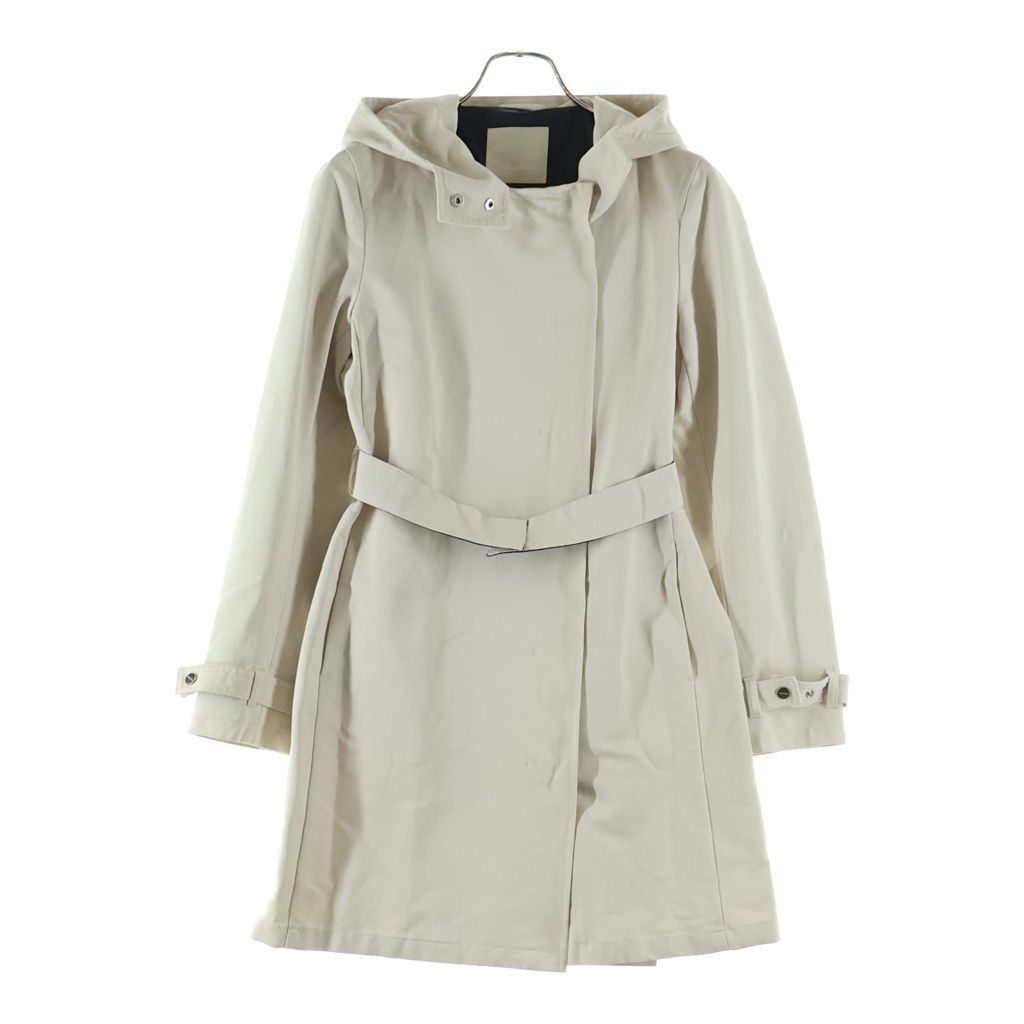 S MAX MARA (エス マックスマーラ) ダブルブレスト フーデッド ジップアップ コート アイボリー レディース