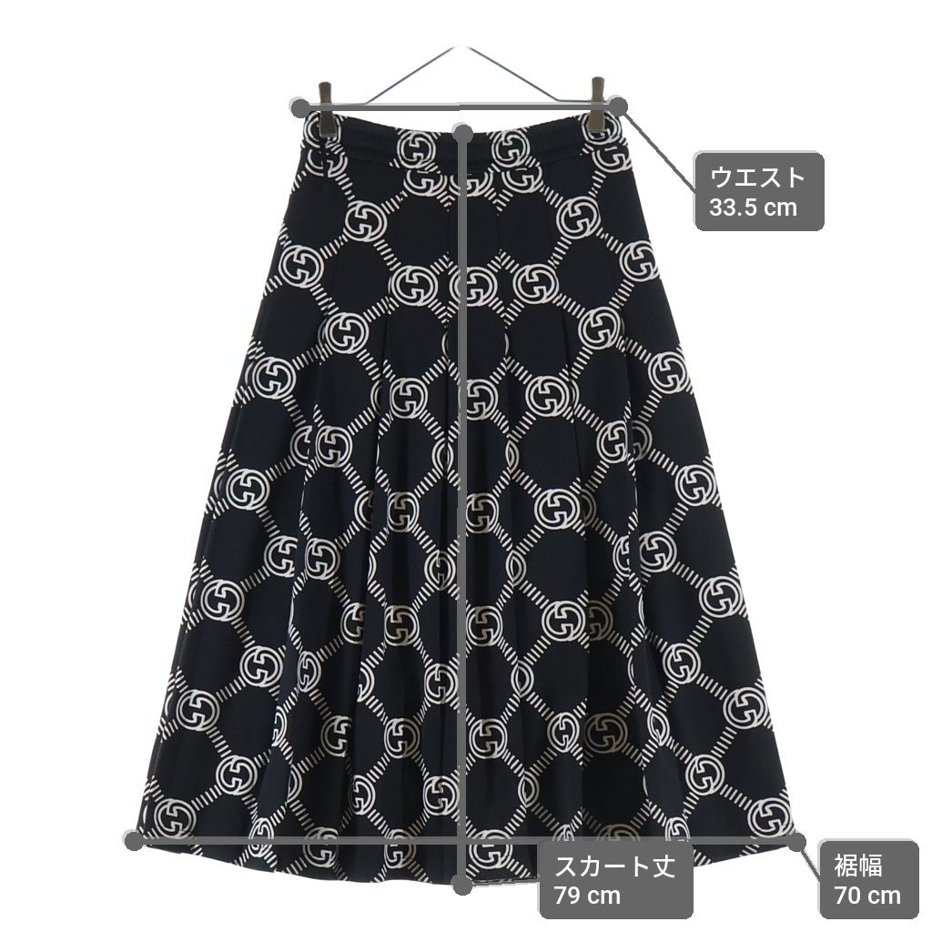 GUCCI (グッチ) インターロッキングG 総柄プリント ロング フレア