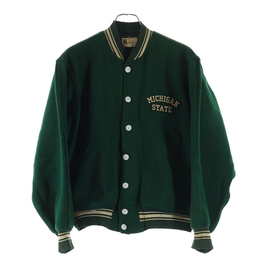 CHAMPION (チャンピオン) 40-50S RUN TAG MICHIGAN STATE VARSITY JACKET ランタグ ミシガン バーシティジャケット スタジャン グリーン