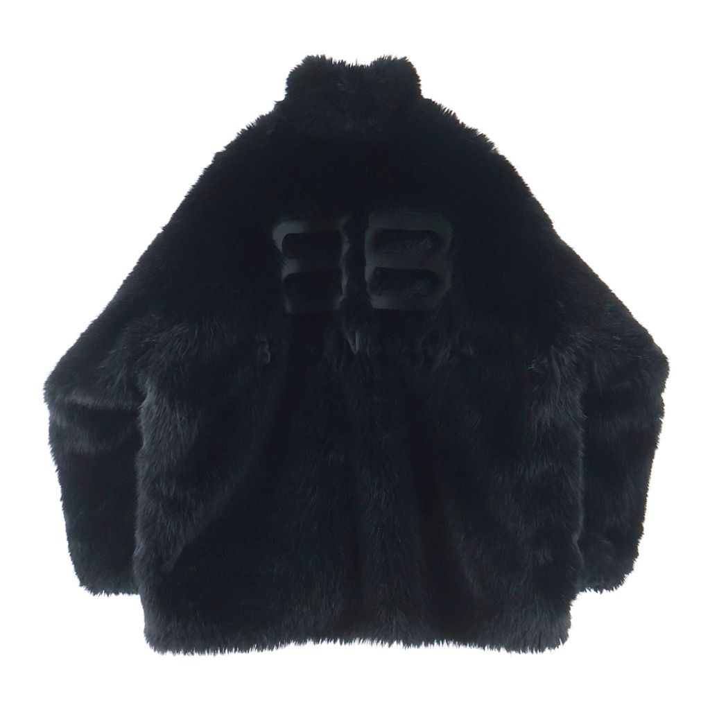 BALENCIAGA (バレンシアガ) BBバックロゴ ジップアップ ファージャケット ブラック 768980 TPQ23