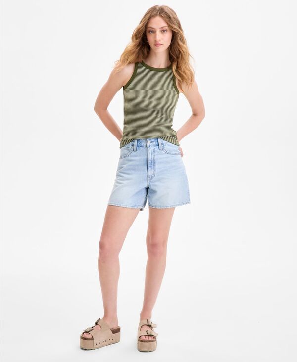 リーバイス レディース ボトムス ハーフパンツ・ショーツ ショートパンツ コットン デニム Levis Womens Cotton CinchWaist Denim Shorts Abraided Art Short Light Wash デニム