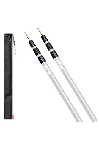 FIELDOOR 伸縮式 アルミテントポール 直径28mm (高さ89?230cm) 3継無段階調節 2本セット 収納袋付き 無段階調節 振り出しタイプ 簡単 高さ調節 回すだけ ロック スライドY b4e90b6d