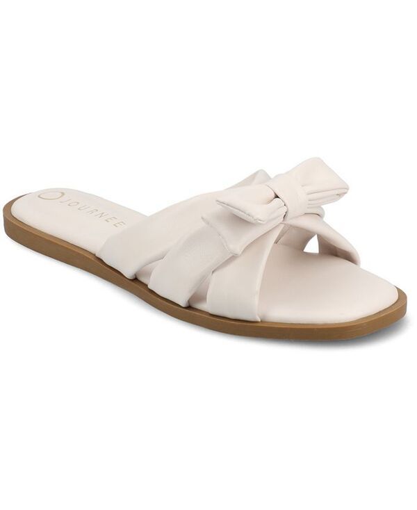 ジュルネ コレクション レディース シューズ サンダル Journee Collection Womens Prylin Bow Slip On Flat Sandals Bone