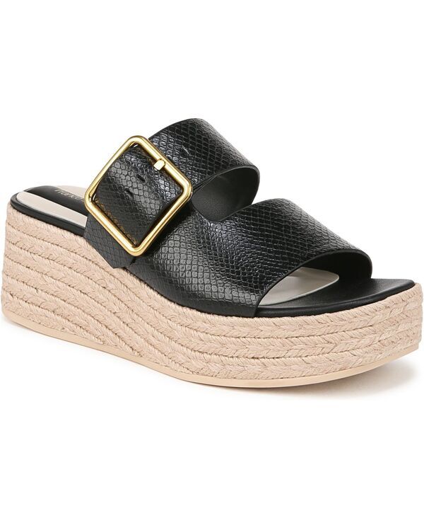 フランコサルト レディース シューズ サンダル プラットフォーム レザー Franco Sarto Taziana Leather Espadrille Platform Sandals Black Snake Print Faux Leather ブラック
