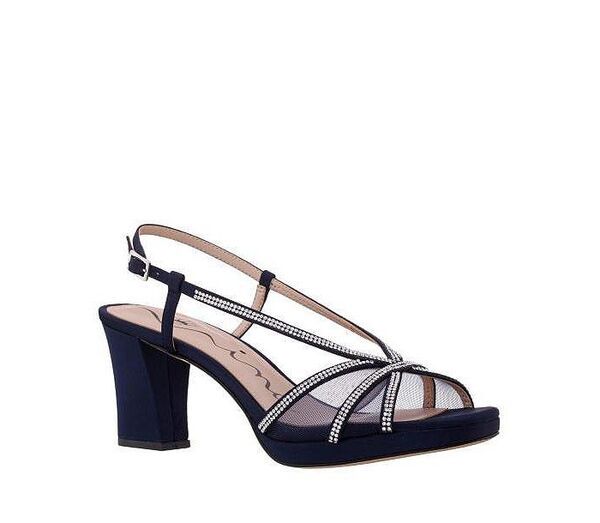 ニナ レディース シューズ サンダル Nina Womens Bonney Rhinestone Square Toe Dress Sandals Navy ネイビー