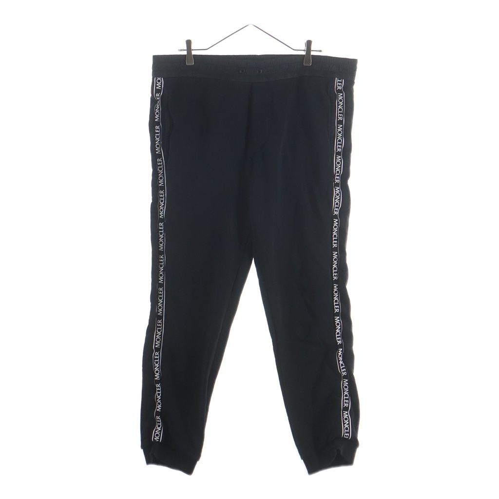 MONCLER (モンクレール) 21AW PANTALONE Side Tape Logo Cotton Sweatpants サイドテープロゴコットンスウェットパンツ G20918H00007 ブラック