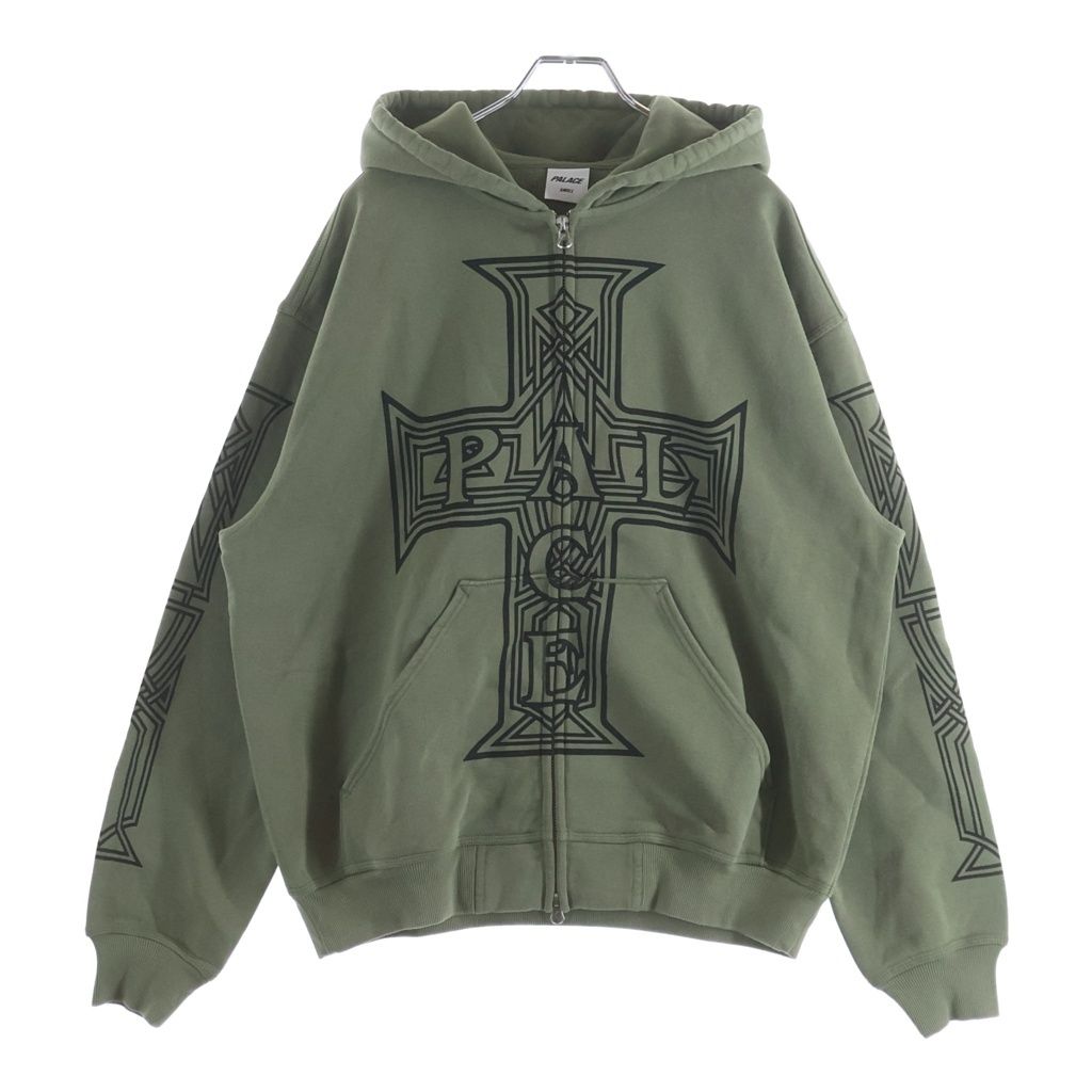 Palace Skateboards (パレススケートボーズ) Y So Cross Pigment Hood クロス ピグメント フーディー スウェット ジップアップパーカー ダークグリーン