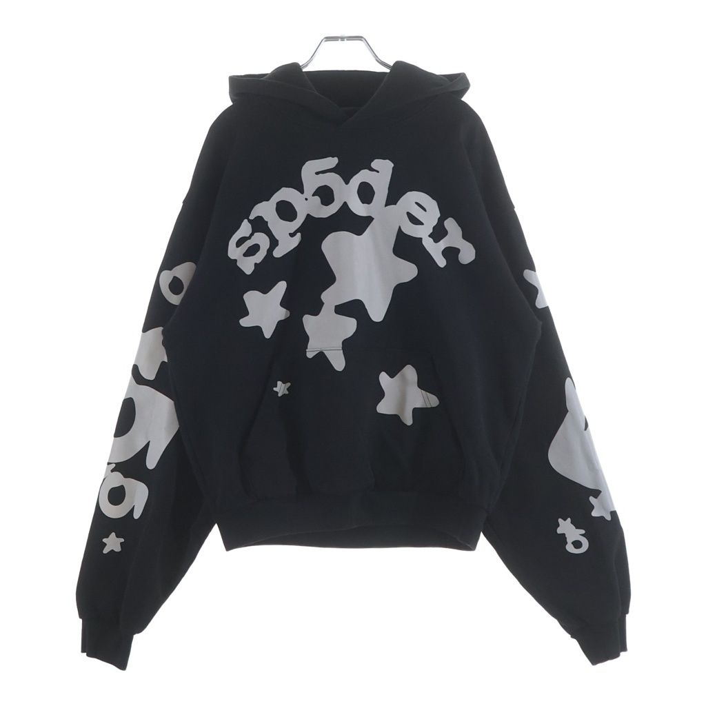 SP5DER (スパイダー) REFLECTIVE BELUGA HOODIE リフレクター ベルガ フーディー プルオーバーパーカー ブラック