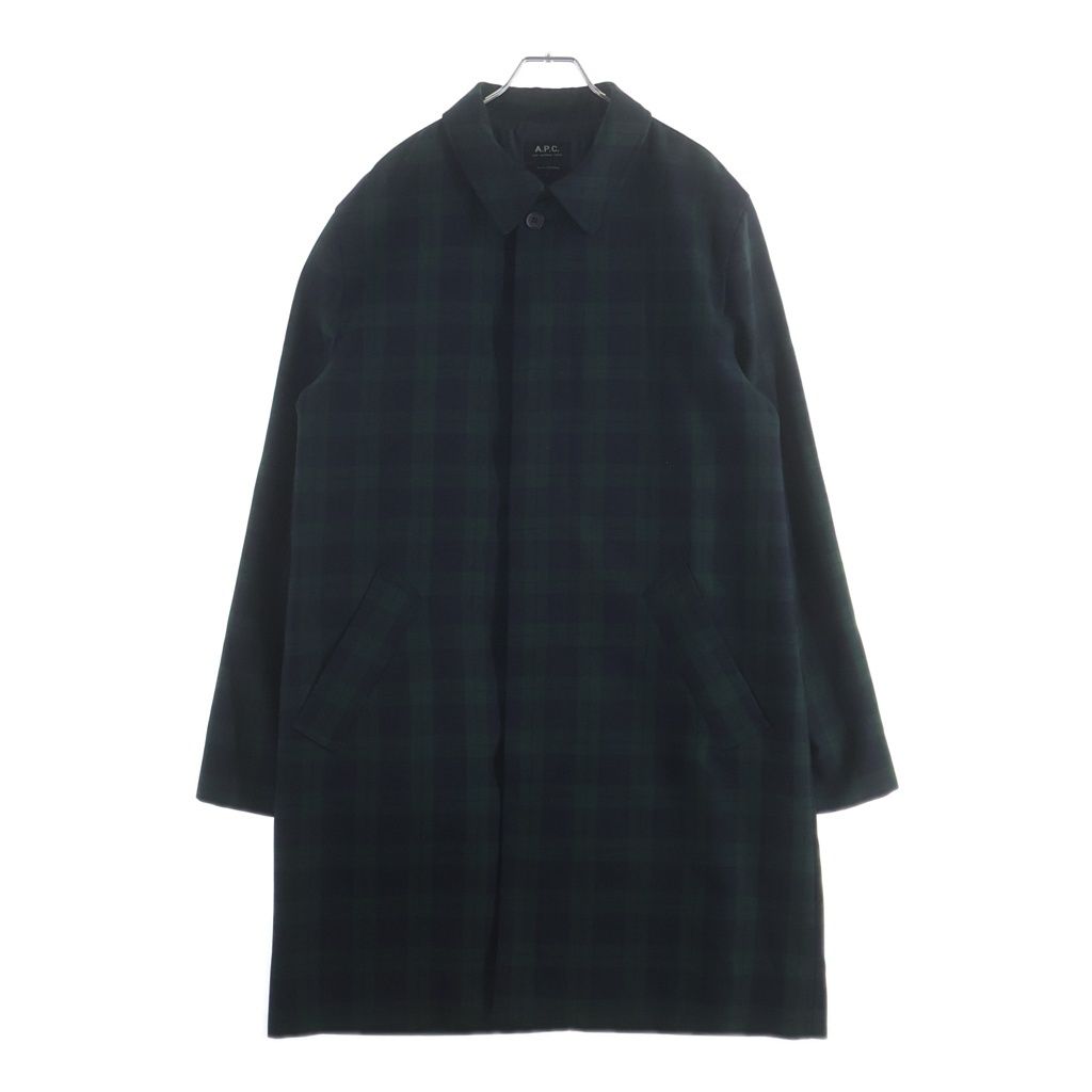 A.P.C (アーペーセー) ブラックウォッチ チェック ステンカラーコート グリーン/ブラック