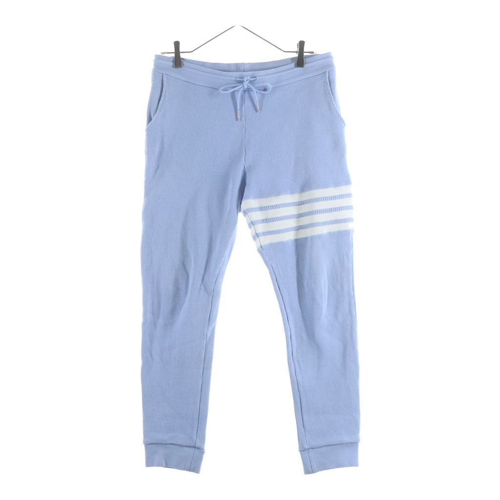 THOM BROWNE (トムブラウン) 4BAR コットンワッフルニットスウェットパンツ ブルー MJQ082A-06452-480