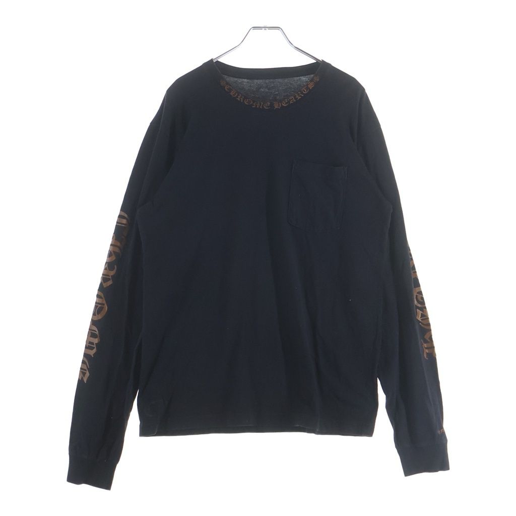 CHROME HEARTS (クロムハーツ) Neck Logo L/S Tee ネックロゴプリント長袖Tシャツ ブラック/ブラウン