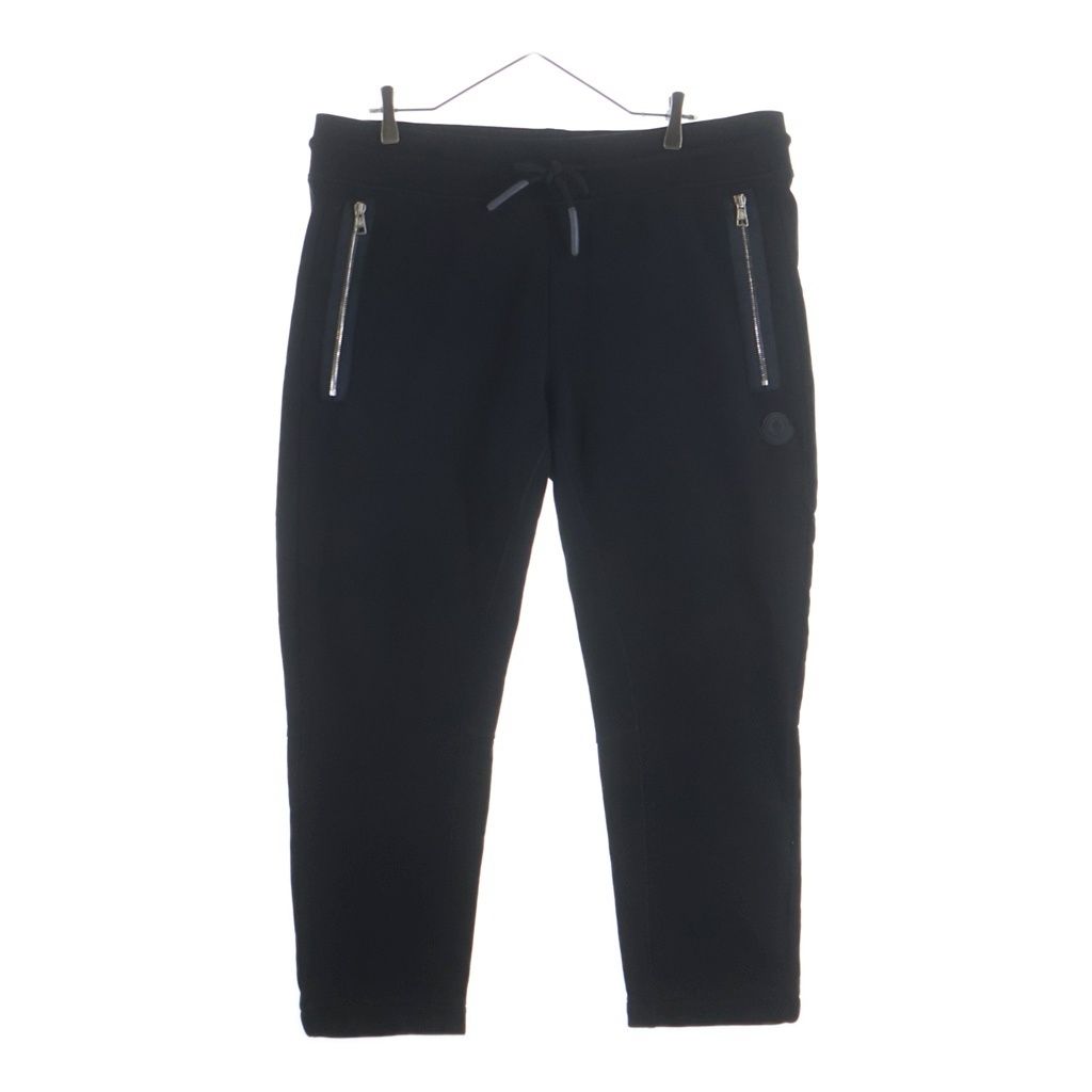 MONCLER (モンクレール) 19AW ラバーワッペンロゴ ジップポケット スウェットトラックパンツ ブラック E20918709200 8098U