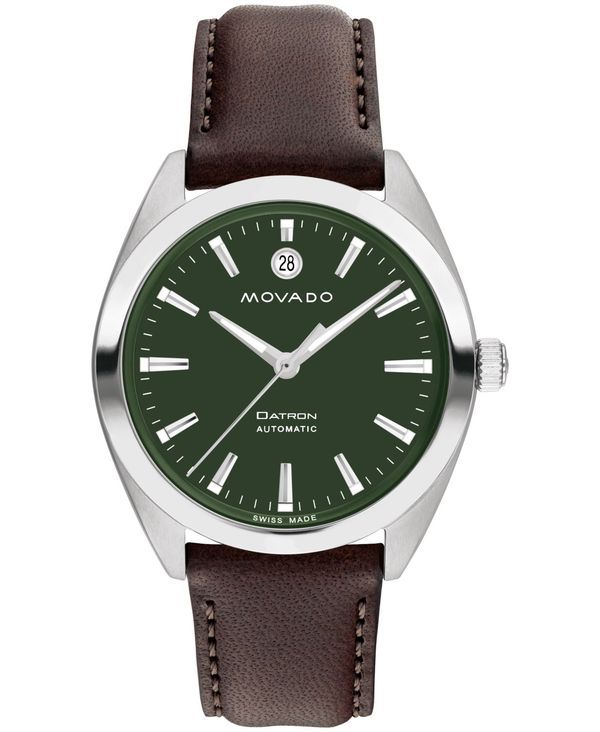 モバド メンズ アクセサリー 腕時計 レザー Movado Mens Datron Automatic Swiss Automatic Brown Leather Strap Watch 40mm Brown ブラウン