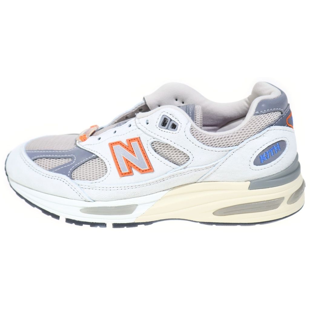 New Balance (ニューバランス) ×U991KT2 キス マディソンスクエアガーデン 991V2 ローカットスニーカー グレー/オレンジ US5.5/23.5cm レディース