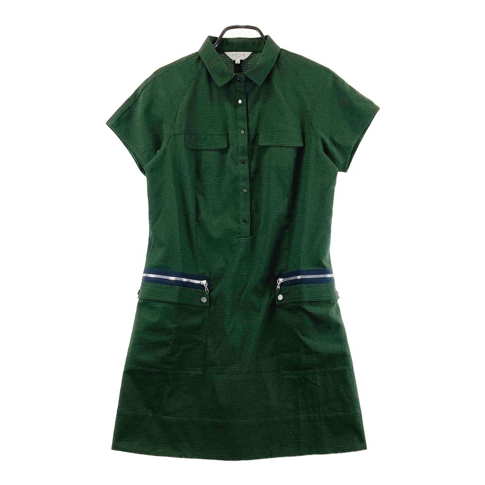 ランバン　スポール　LANVIN　SPORT　シャツ風　ワンピース　サイズ40 サイズ：40 LANVIN SPORT ランバン スポール 半袖ワンピース カーキ系