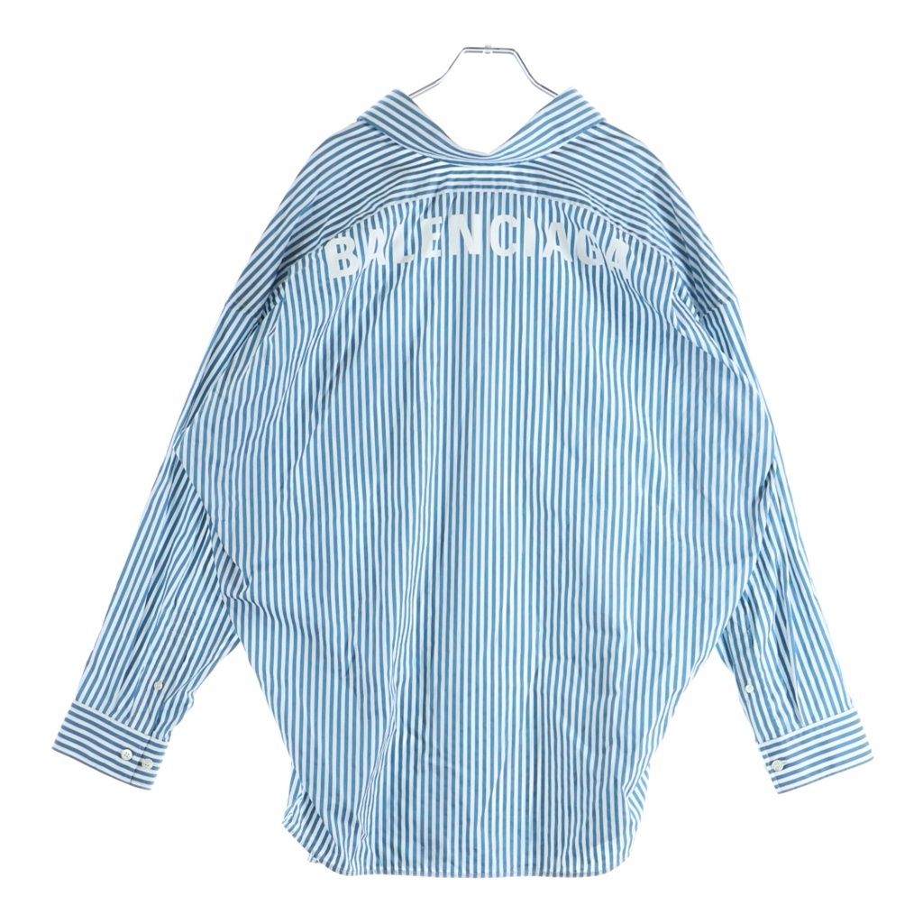 BALENCIAGA (バレンシアガ) 21AW バックロゴストライプシャツ 長袖シャツ ブルー 622050 #F34