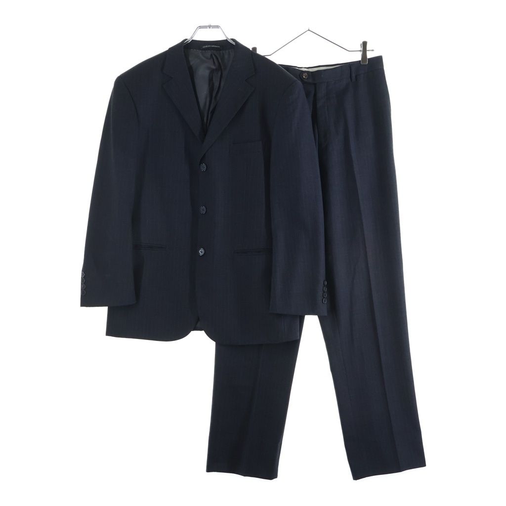 GIORGIO ARMANI (ジョルジオアルマーニ) セットアップスーツ ストライプ柄 ウール 3B テーラードジャケット スラックスパンツ グレー