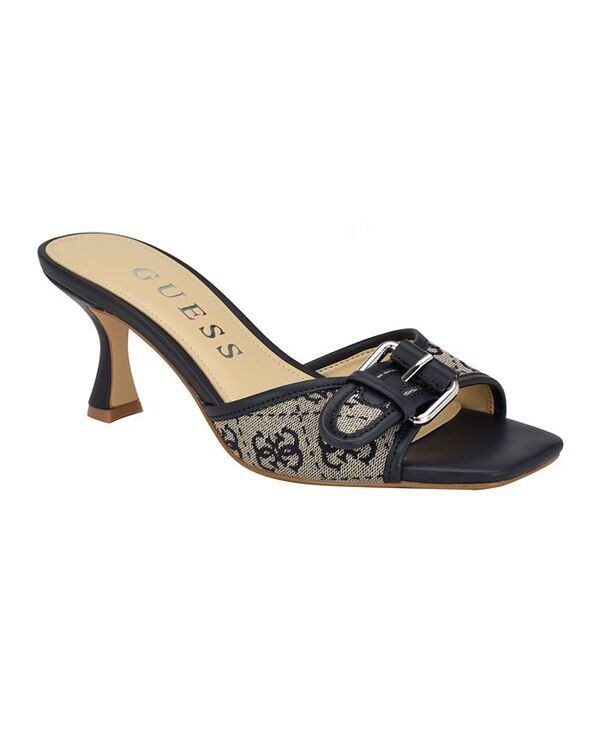 ゲス レディース シューズ サンダル ヒール GUESS Womens Dista Mid Heel Open Toe Buckle Sandals Dark Blue Logo ブルー