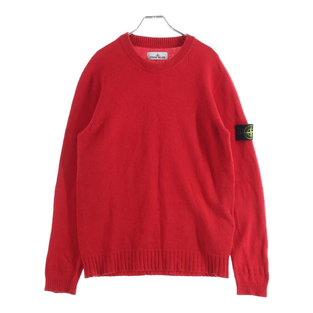 ストーンアイランド 赤 クルーネックセーター　7G STONE ISLAND (ストーンアイランド) ロゴワッペン クルーネック